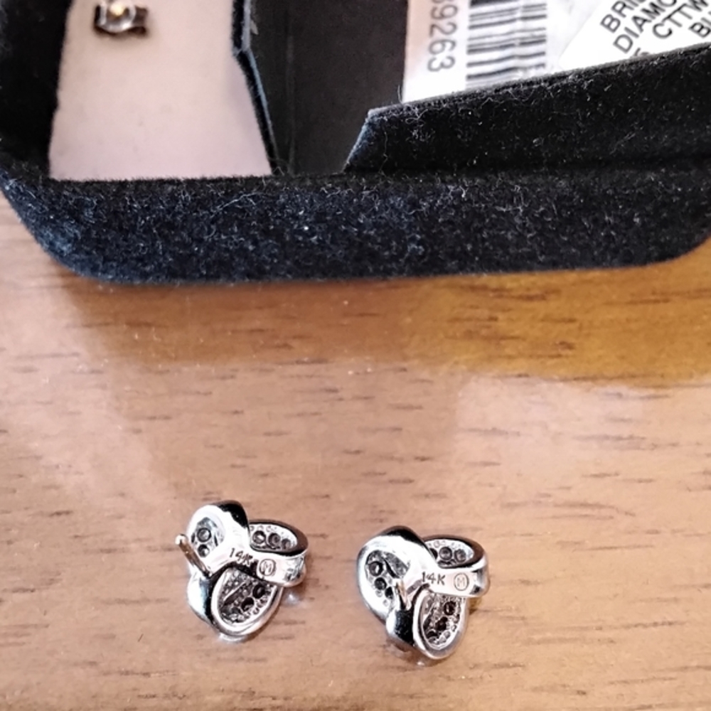 DIAMOND EARRINGS, 14K WHITE GOLD, Real Gold, Lovely Gift for any occasion - Picture 3 of 5